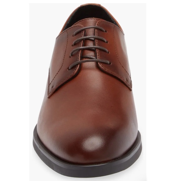 NORDSTROM MENS Emmett Plain Toe Leather Derby Shoes in Brown Ochre - Picture 4 of 11